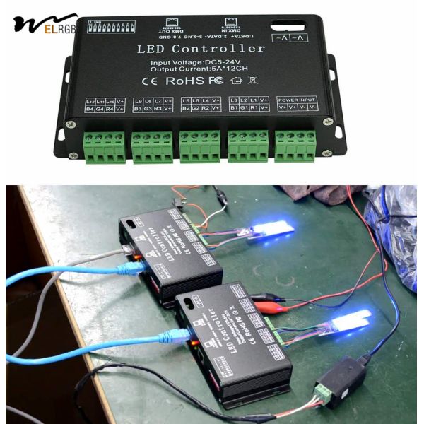 12 Channel DMX Decoder RGB LED Light Strip Controller Driver DC5V-24V LED Module Light