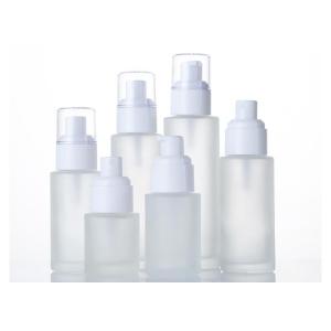 Quality Clear Frosted Glass Serum Pump Bottles 50ml 100ml Empty Skincare Bottles for sale