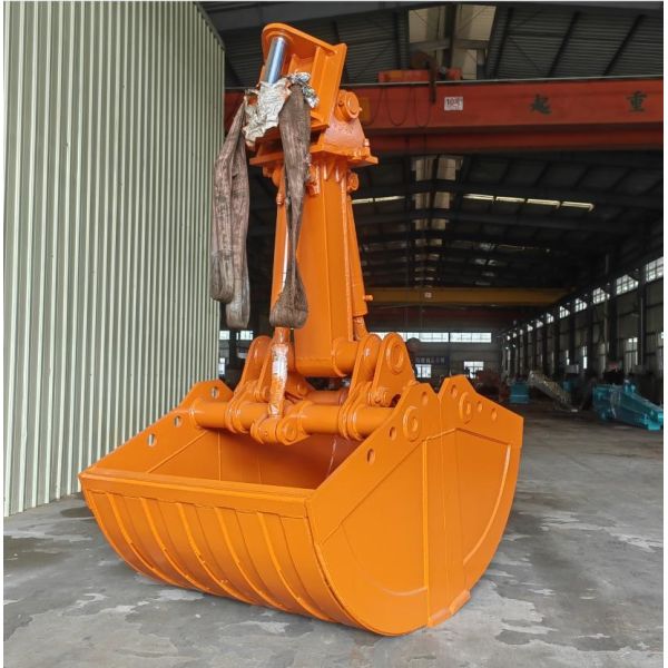 Excavator Telescopic Arm With Clamshell Bucket 0.3cbm For Loading Bulk Cargoes