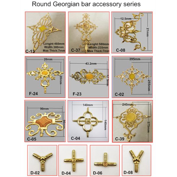 New design long size ornate double glazing ornamental 7*15 electroplate ALUMINUM georgian bar