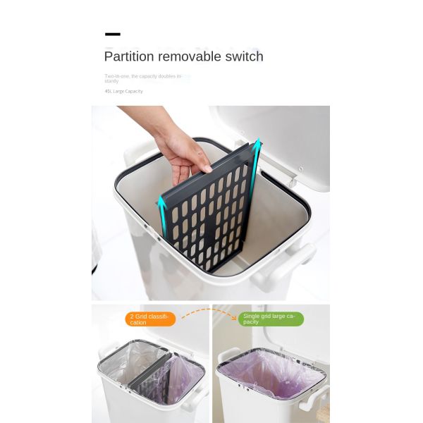 Double-layer Kitchen Household Dry and Wet Separation with Lid Deodorant Pedal Sorting Trash Can