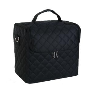 Quality Soft Fabric Makeup Train Case With Shoulder Strap Pro Makeup Cosmetic Case Large Base Compartment for sale