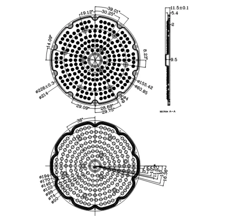 IP65 High Bay Lighting Round 3030 2835 SMD LED Lens Plano Shape
