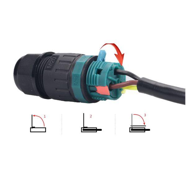 M25 Quick Wiring Screwless Waterproof Cable Connectors 2 3 4 5 Pins 2 Channel 450V 40A