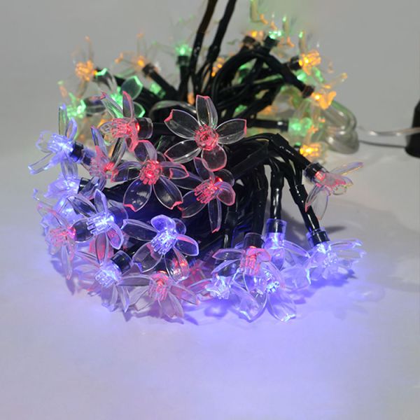 Changeable Solar Powered LED String Lights Decorative Holiday Lights Peach Blossom