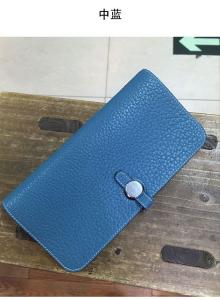 Quality high end quality jean blue ladies designer wallet goatskin wallet brand name wallets with round button for sale