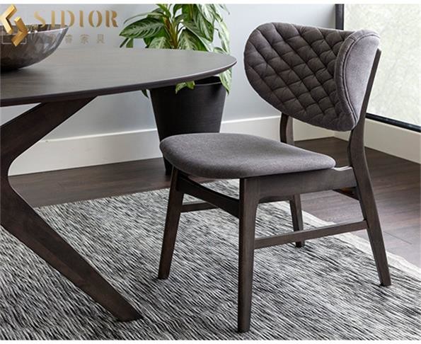 French Style Solid Wood Dining Chairs Low Back Fabric Upholstery 61cm Width