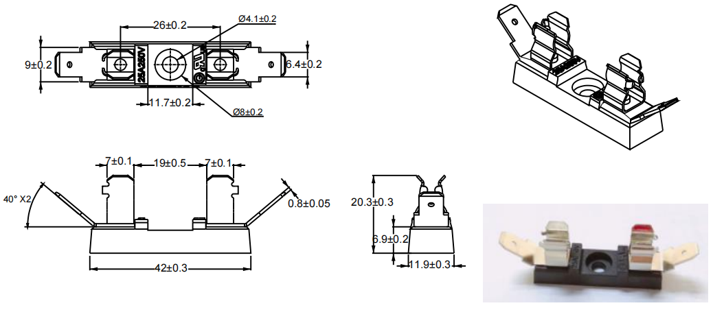 3AG Heavy Duty JEF 511 Glass Fuse Clips 25A 250V Automotive Fuse Box Clips