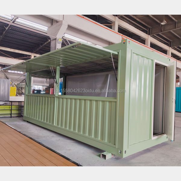 Aluminum Alloy Windows Container Coffee Bar 10ft 20ft Fast Food Mini Pop-up Shop with Wall 50/75/100mm Wave Sandwich Panel