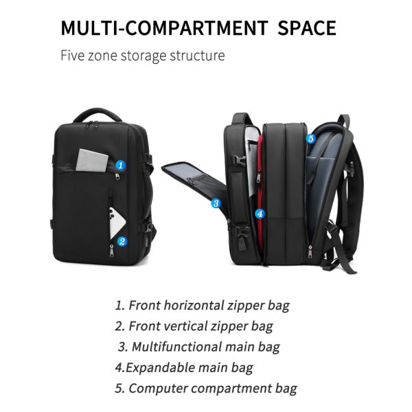 New Multifunction large capacity usb raincoat backpack business travel laptop backpack bag men